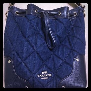 Coach denim quilted bucket shoulder bag